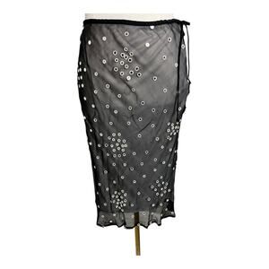 Parameter Silk Skirt Mirrored 2 Xs S Black White Indie Retro Knee Length